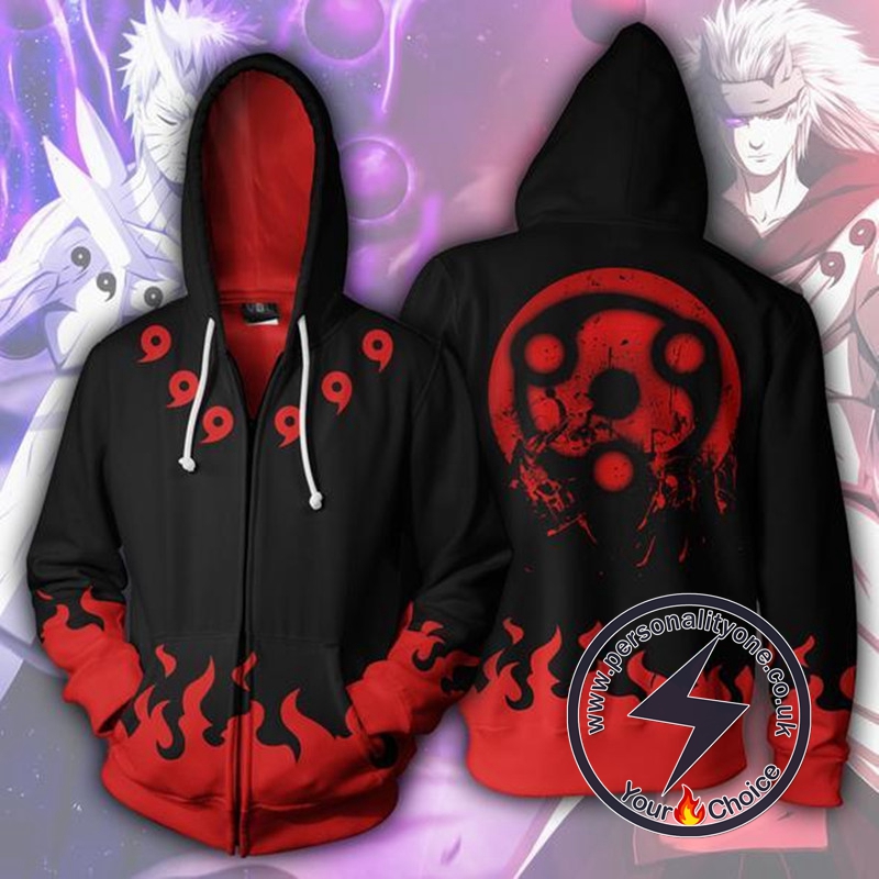 Naruto Madara Mangekyou Zip Up Hoodie Jacket